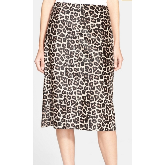 Theory Dresses & Skirts - 🔥Theory🔥Midi Sahara Leopard Skirt Print Calf Fur